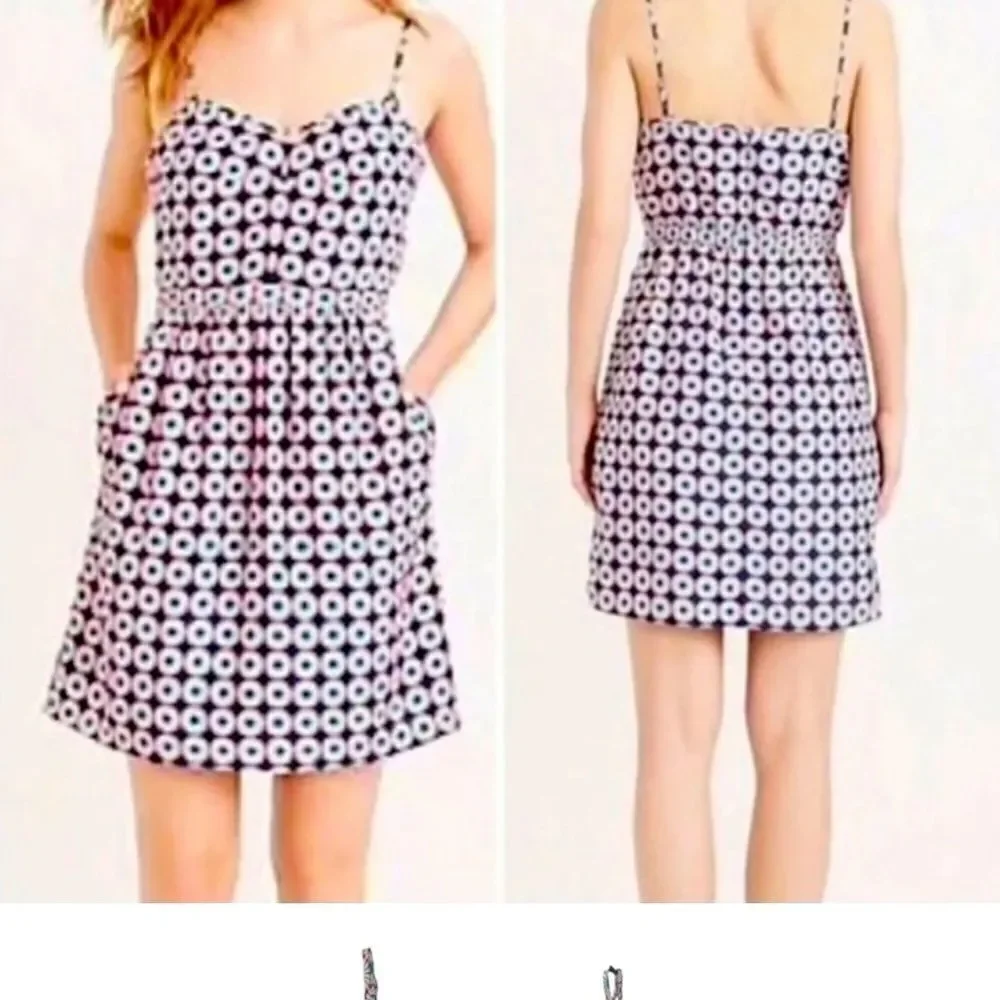 J. Crew Printed Seaside Cami Dress Blue Red Floral Size 4